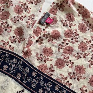 Vince Camuto Sheer Oversized Top Shawl Cape Floral Cream Rust Blue XS/S Boho